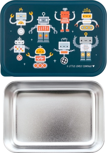 A Little Lovely Company fiambrera de acero inoxidable con tapa Robots