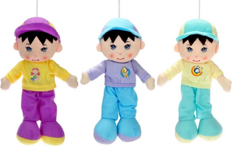 Muñeco de trapo niño con gorrito 35 cm con lazo para colgar - 1 pieza