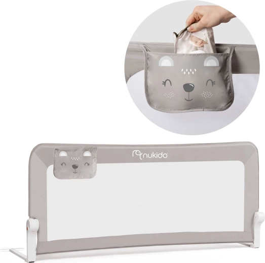 Barrera infantil para cama 150 × 66 × 35 cm Nukido – gris