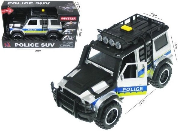 Coche todoterreno policial con luces y sonido, 24 cm