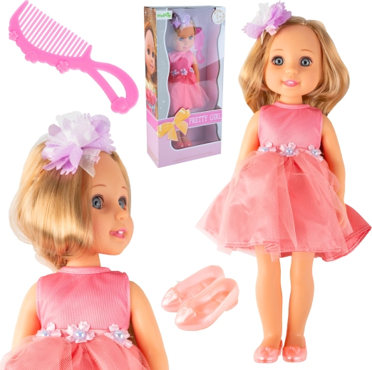 Muñeca Pretty Girl con vestido rosa 36 cm