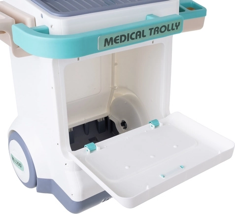 Carrito móvil de dos niveles con espacio de almacenamiento