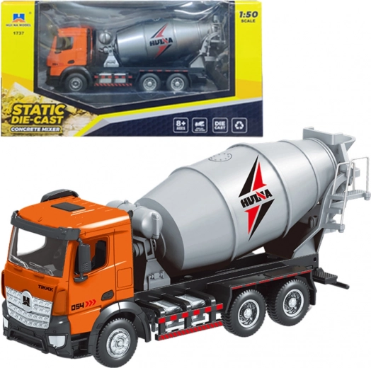 Hormigonera de construcción metálica Huina naranja 1:50