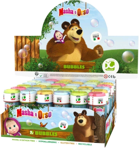 Pompas de jabón Máša y el Oso 60 ml con mini juego en la tapa - 1 unidad