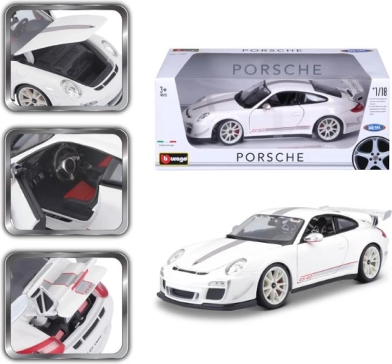 Modelo metálico Porsche 911 GT3 RS 4.0 1:18 – Bburago, blanco