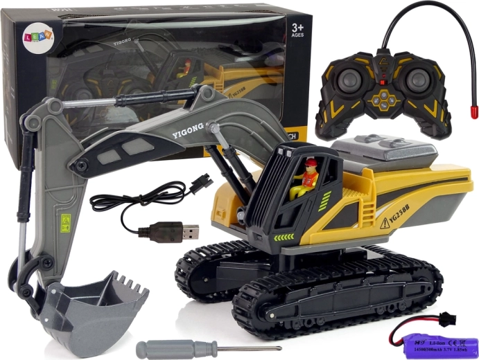 Excavadora de orugas RC amarilla de 2,4 GHz