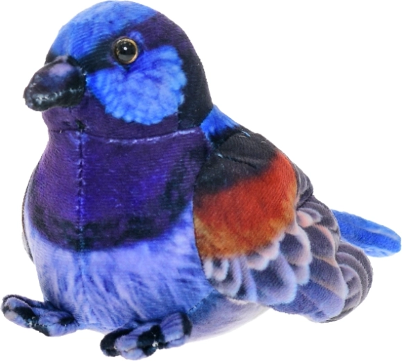 Pájaro de peluche arrendajo azul de pie