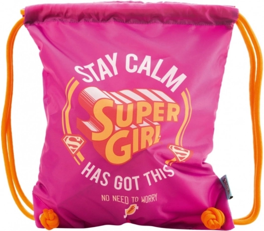 Mochila deportiva rosa Super Girl con cierre de cordón