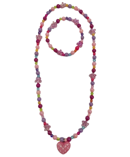 Set de joyas de florecitas con colgante de corazón