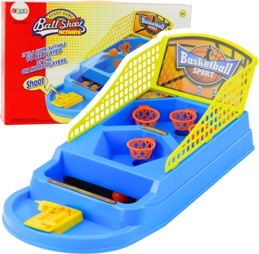 Juego familiar de habilidad de mini baloncesto con lanzador de pelotas