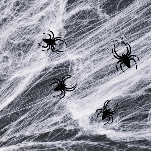 Telaraña blanca de Halloween con arañas