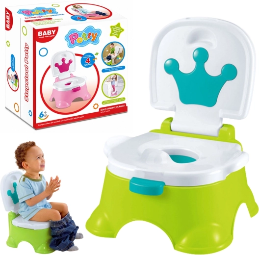 Orinal musical interactivo 5 en 1 verde con corona azul