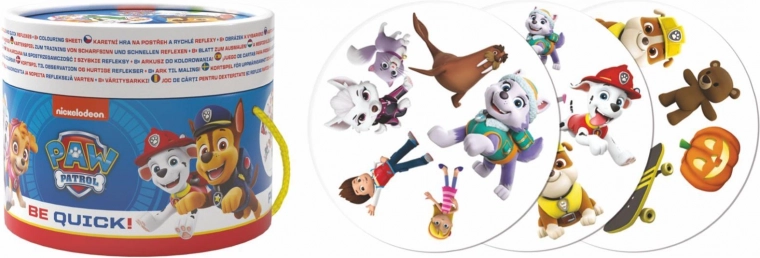 Juego de cartas de agilidad visual PATRULLA CANINA en tubo de cartón