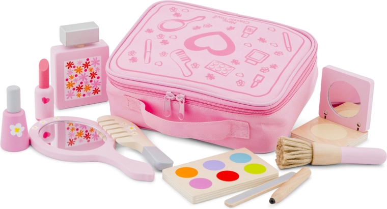 Set de maquillaje de madera en maletín