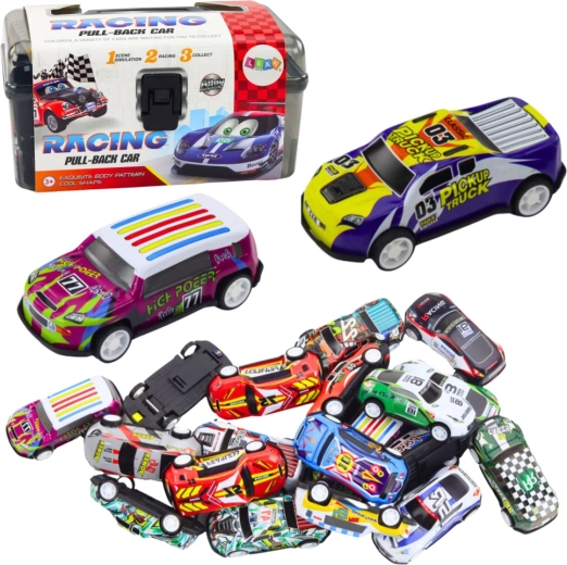 Set de 25 cochecitos metálicos en maletín con alfombra de juego con carreteras