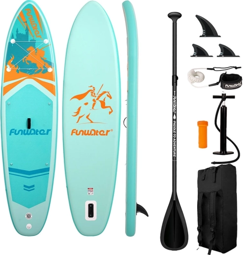 Paddleboard hinchable Funwater 350 × 86 × 15 cm – set de SUP all-round (turquesa)