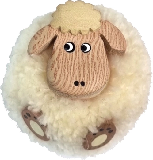 Imán de madera con pompón – oveja