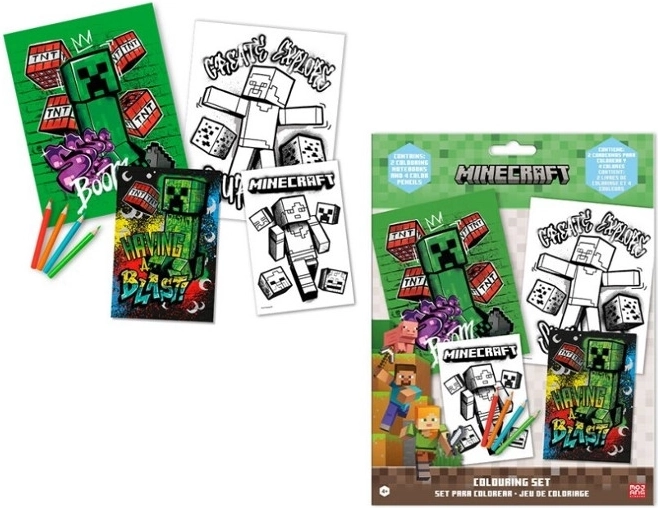 Minecraft set para colorear con pegatinas