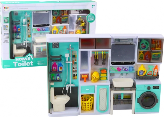Set de baño infantil 4 en 1: ducha, inodoro, lavadora y accesorios