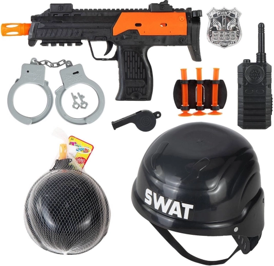 Set policial infantil SWAT con subfusil, casco y accesorios