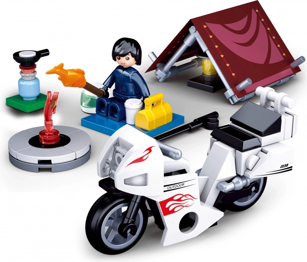 Sluban Town motociclista en el campamento (set de construcción)