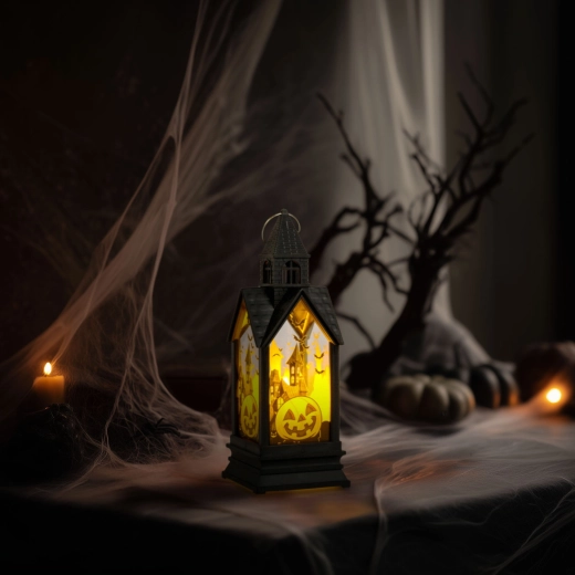 Decoración luminosa de Halloween con forma de calabaza y LED amarillo