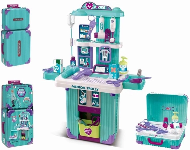 Set médico infantil azul con 2 maletines