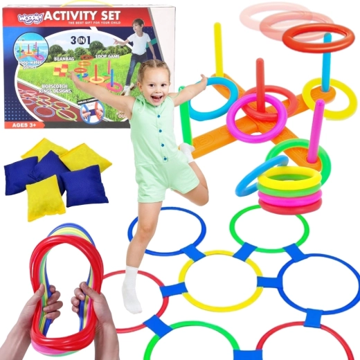 WOOPIE set de juegos de exterior 3 en 1 con serso, cornhole y rayuela