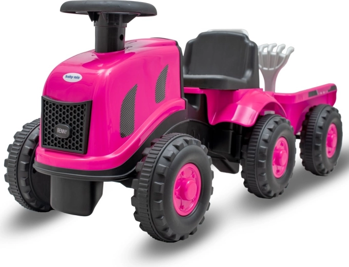 Correpasillos infantil tractor con remolque y herramientas Baby Mix Benny rosa