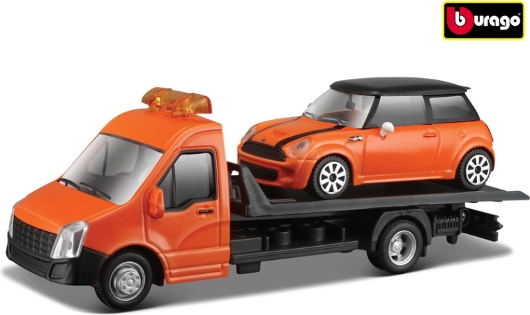 Vehículo de transporte con plataforma y MINI COOPER S 1:43 de Bburago Street Fire