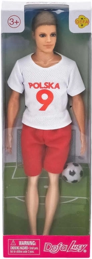 Muñeca Defa Lucy futbolista con uniforme de Polonia y balón 30 cm - 1 pieza