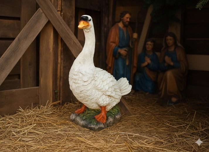 Figura decorativa de ganso de 51 cm para belén e interior