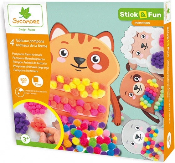 Stick & fun decoración con pompones – animales domésticos