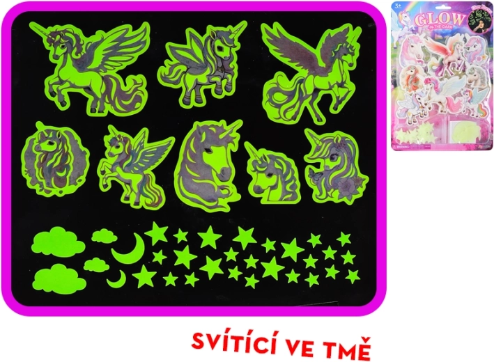 Pegatinas luminosas de unicornios y estrellitas para la habitación infantil – 40 uds.