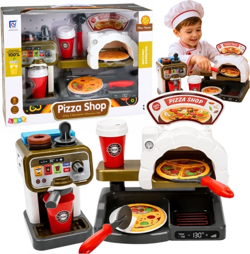 Set infantil de pizzería con horno para pizza y cafetera (Pizza Shop)
