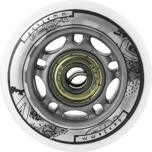 Juego de ruedas PU blancas 64 × 24 mm con rodamientos ABEC 7 NILS EXTREME