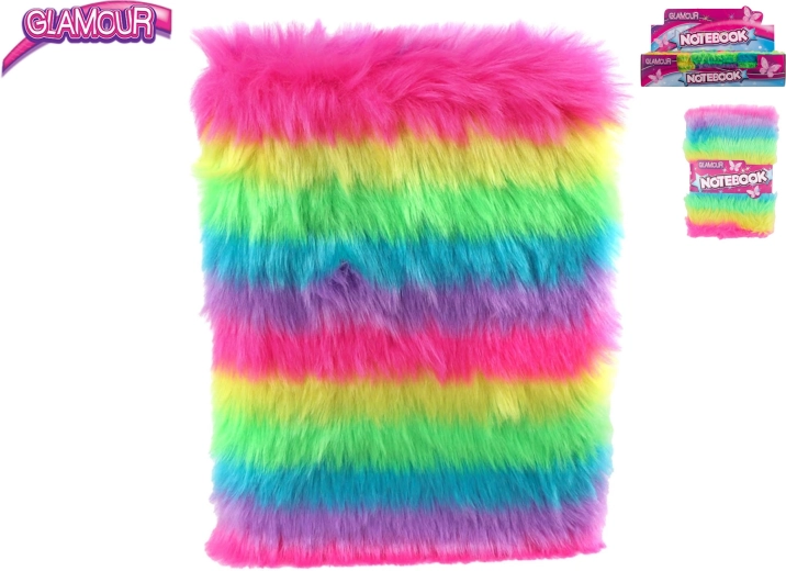 Diario de peluche arcoíris Glamour A5, 80 páginas