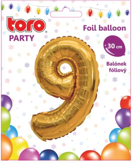 Globo de foil número 9, 30 cm, dorado TORO