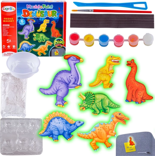ColorDay set creativo para fabricar imanes de dinosaurios glow (moldeado y pintado)