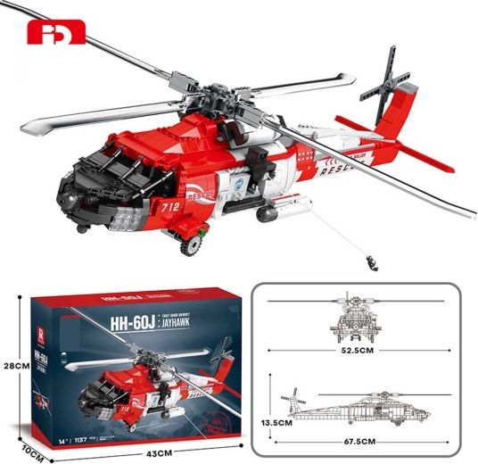 Kit de construcción de bloques del helicóptero de rescate HH-60J Jayhawk (1137 piezas)