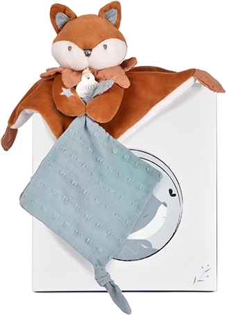 Doudou set de regalo: zorrito de peluche Timo con mantita y sujeción para chupete 20 cm