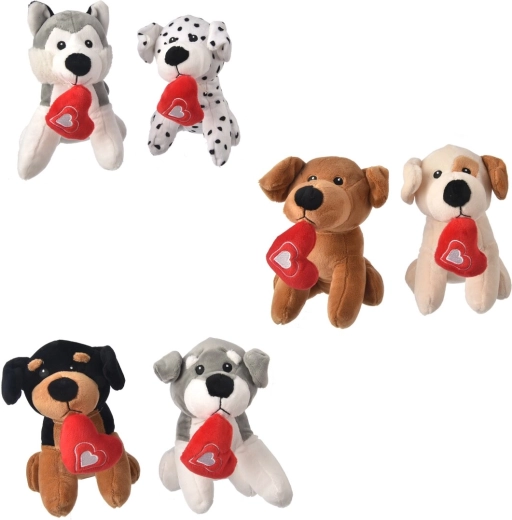Perrito de peluche con corazón 18 cm (6 variantes)