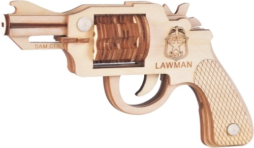 Woodcraft puzle 3D de madera: revólver de gomas Colt