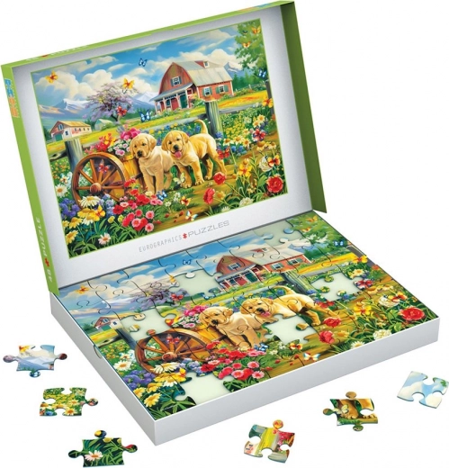Puzzle EUROGRAPHICS Connecting Pieces Cachorros en primavera 48 piezas