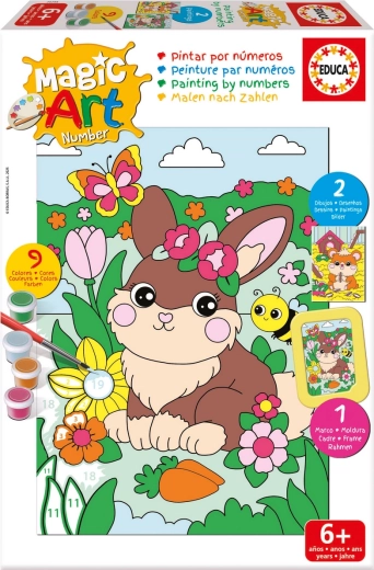 Educa pintura por números conejo y arbusto