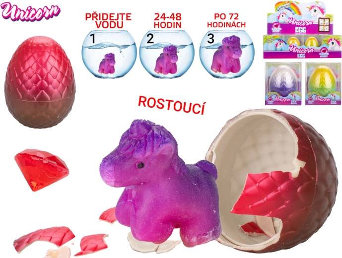 Unicornio eclosionando con diamante – huevo mágico para el agua