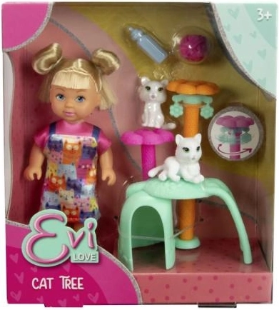 Muñeca Evička con rascador para gatitos