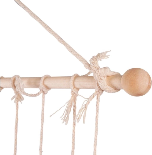 Barra de madera firme y cordones resistentes