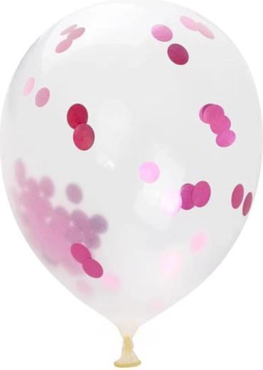 Globos con confeti rosa 30 cm (5 uds) TORO