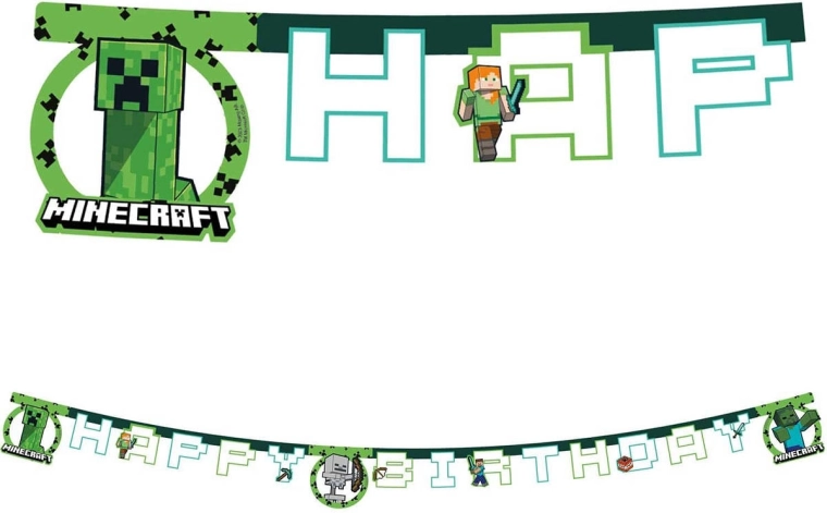 Banner colgante Procos Minecraft happy birthday 2 m